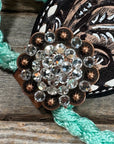 Bronc Noseband Mule Tape Halter with Copper Clear Conchos 