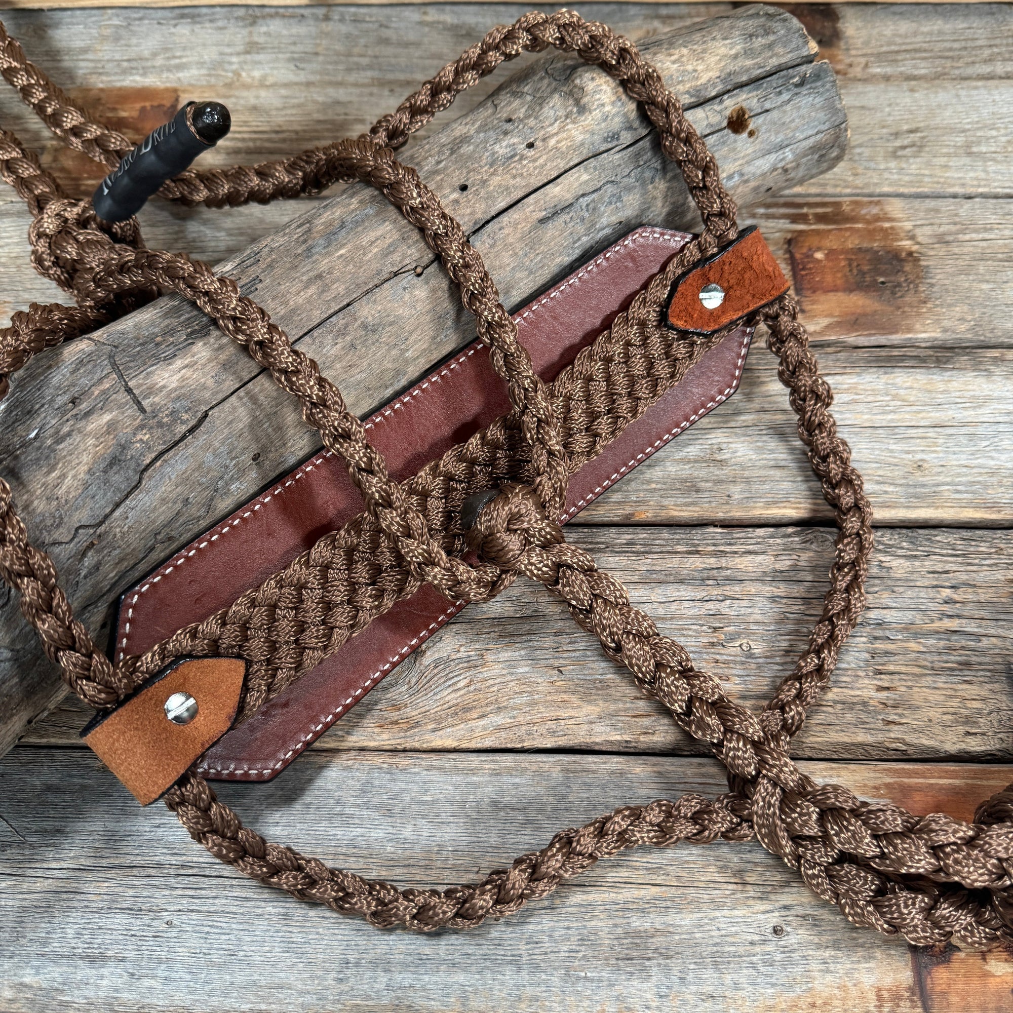 Bronc Noseband Mule Tape Halter with Copper Turquoise/Clear Conchos 