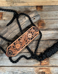 Bronc Noseband Mule Tape Halter with Copper Ruby/Jet/Champagne Conchos 