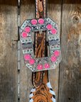 Light Oil Whipstitch Neon and White One Ear/ Breastcollar Tack Set 