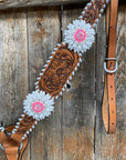 Light Oil Whipstitch Neon and White One Ear/ Breastcollar Tack Set 