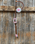 Light Oil Whipstitch Neon and White One Ear/ Breastcollar Tack Set 