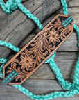 Bronc Noseband Mule Tape Halter with Western Turquoise Conchos 