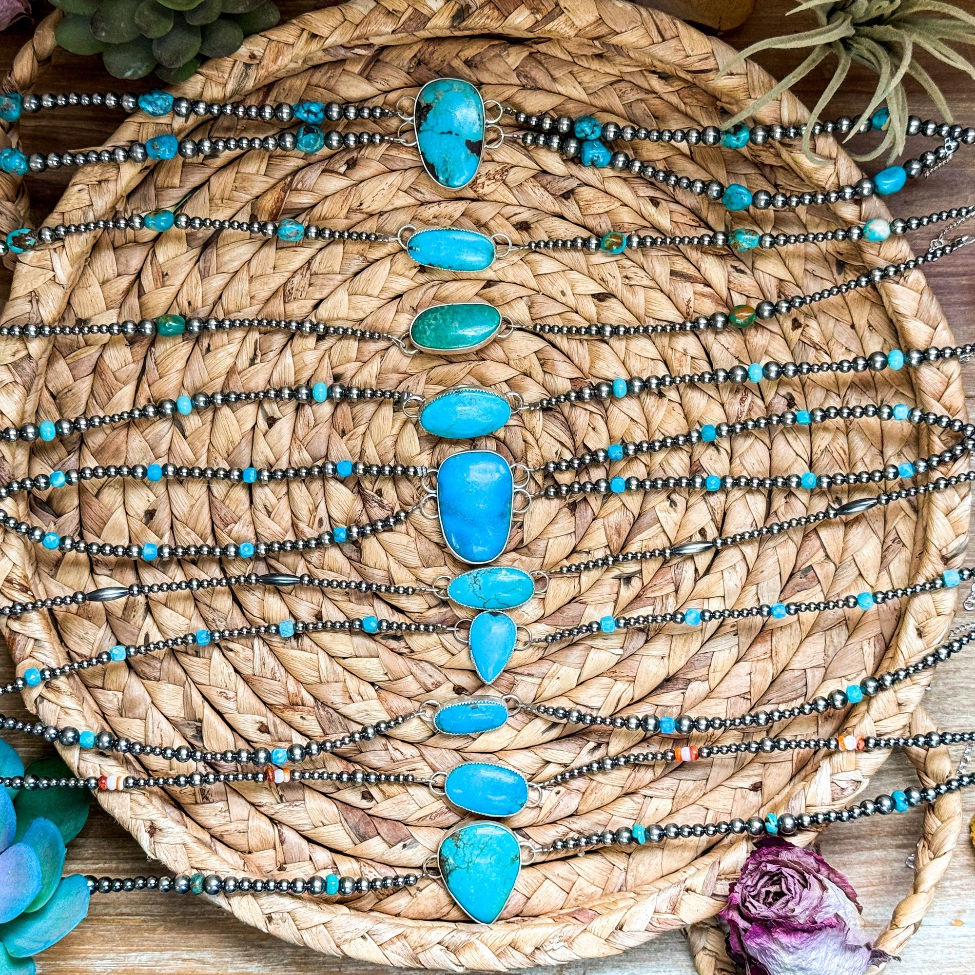 Sterling Silver &amp; Turquoise Choker – 13” + Extender – In-House Silversmithing – Real Turquoise &amp; Spiny Oyster Options