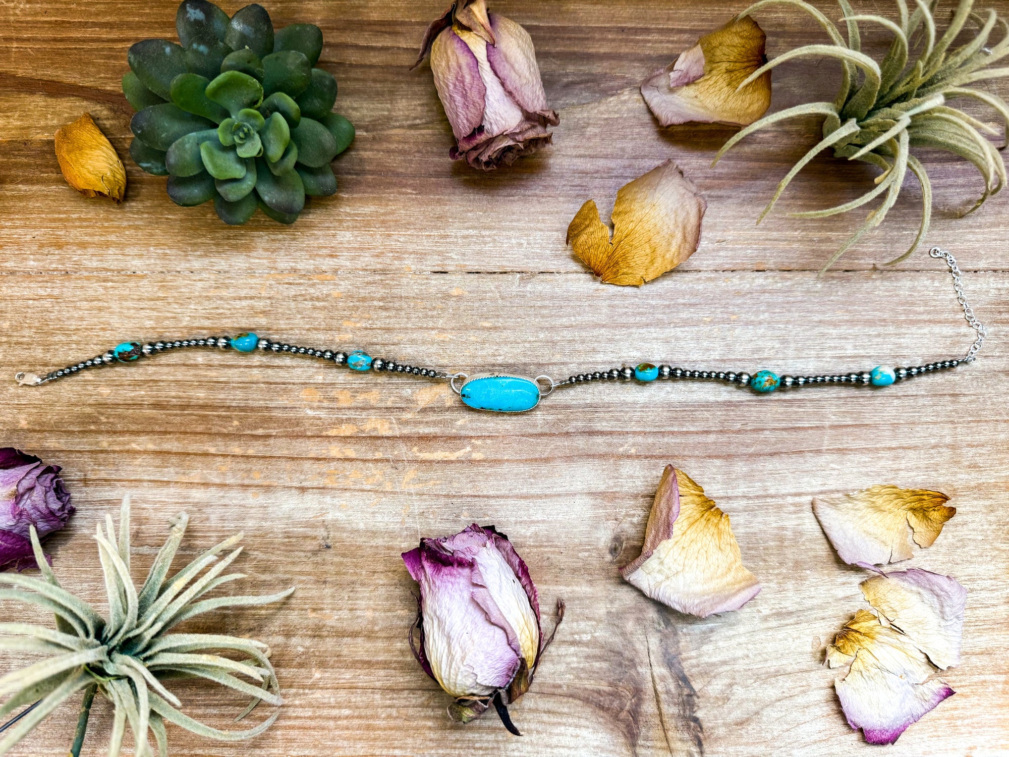 Sterling Silver &amp; Turquoise Choker – 13” + Extender – In-House Silversmithing – Real Turquoise &amp; Spiny Oyster Options