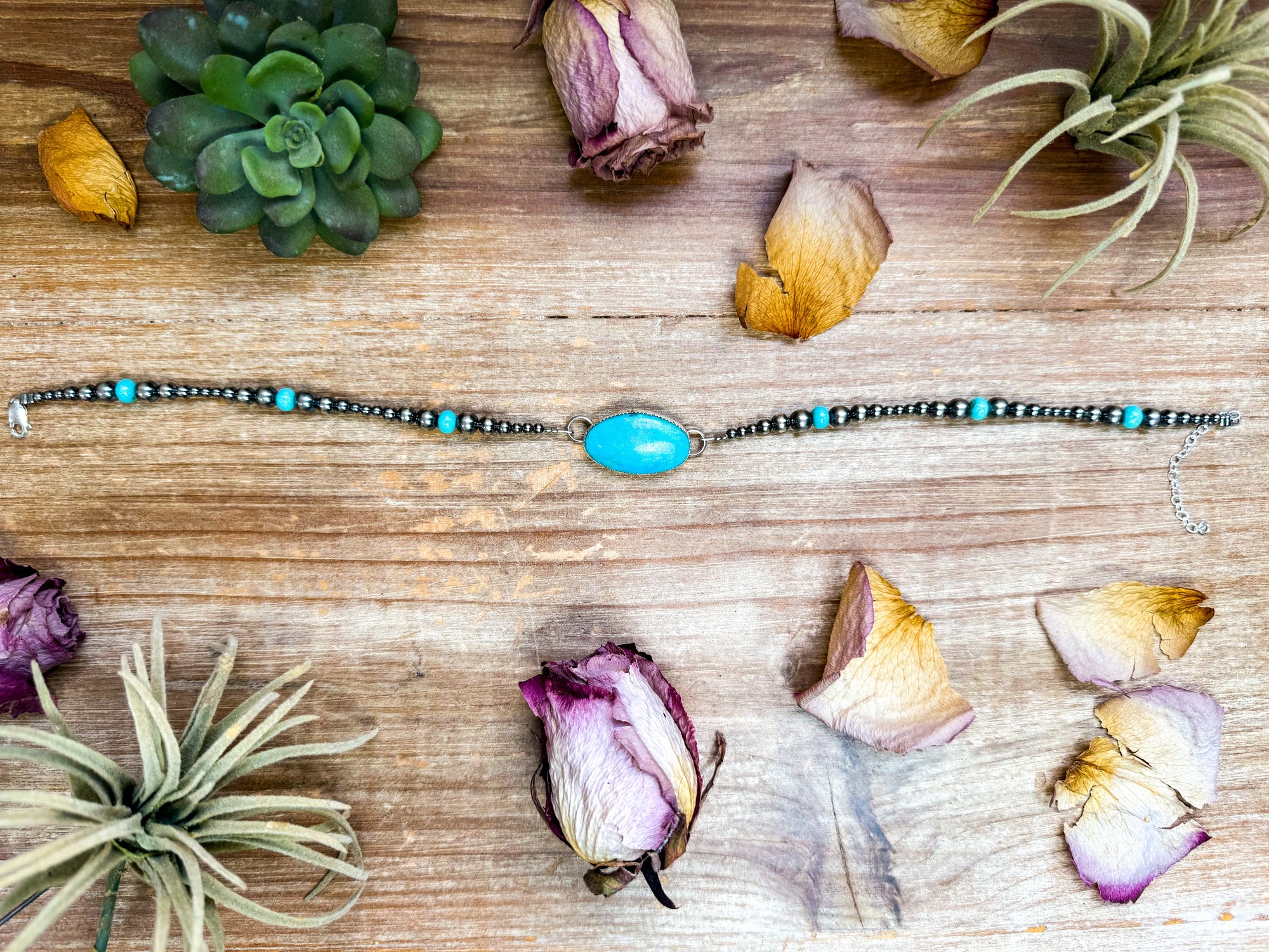 Sterling Silver &amp; Turquoise Choker – 13” + Extender – In-House Silversmithing – Real Turquoise &amp; Spiny Oyster Options