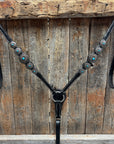 Black Floral Antique Silver Turquoise Browband/One Ear Tack Set