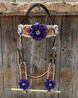 Light Oil Whipstitch Purple Gardenia Browband/One Ear Tack Set