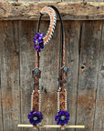Light Oil Whipstitch Purple Gardenia Browband/One Ear Tack Set