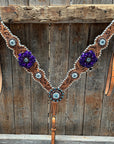 Light Oil Whipstitch Purple Gardenia Browband/One Ear Tack Set