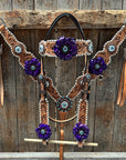 Light Oil Whipstitch Purple Gardenia Browband/One Ear Tack Set