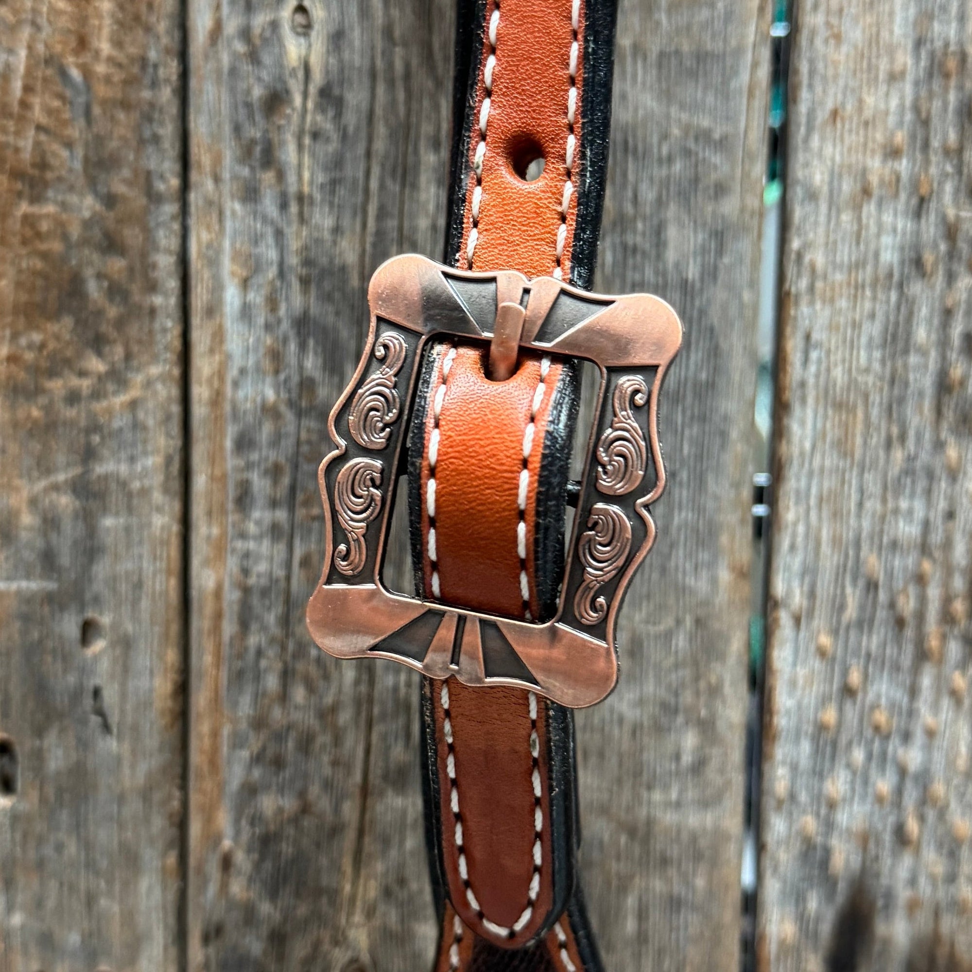 Zebra and Copper Fleur De Lis Browband/One Ear Tack Set
