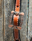 Zebra and Copper Fleur De Lis Browband/One Ear Tack Set