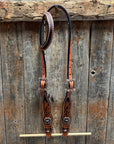 Zebra and Copper Fleur De Lis Browband/One Ear Tack Set