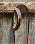 Zebra and Copper Fleur De Lis Browband/One Ear Tack Set