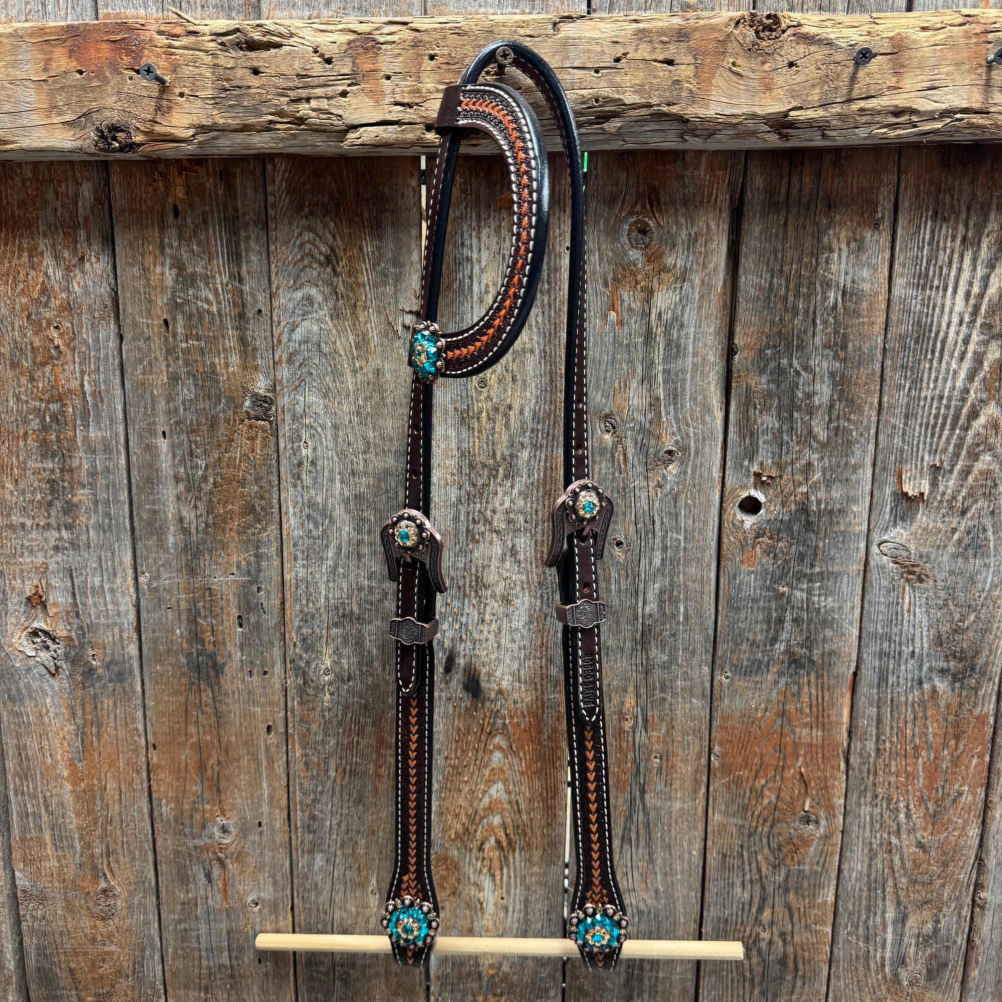 Foxtail Teal/Champagne Browband, One Ear &amp; Breastcollar Tack Set