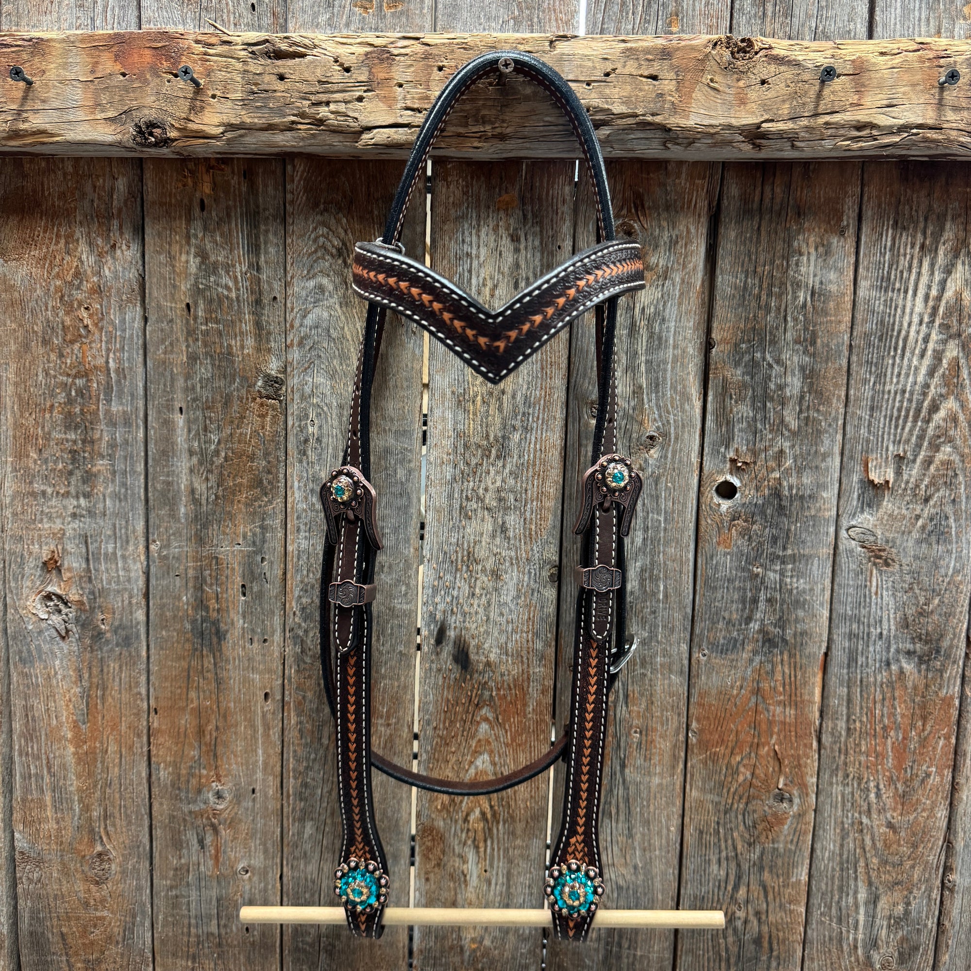 Foxtail Teal/Champagne Browband, One Ear &amp; Breastcollar Tack Set