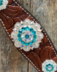 Medium Oil Floral AB - Teal Browband / Breastcollar Tack Set