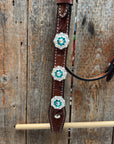 Medium Oil Floral AB - Teal Browband / Breastcollar Tack Set