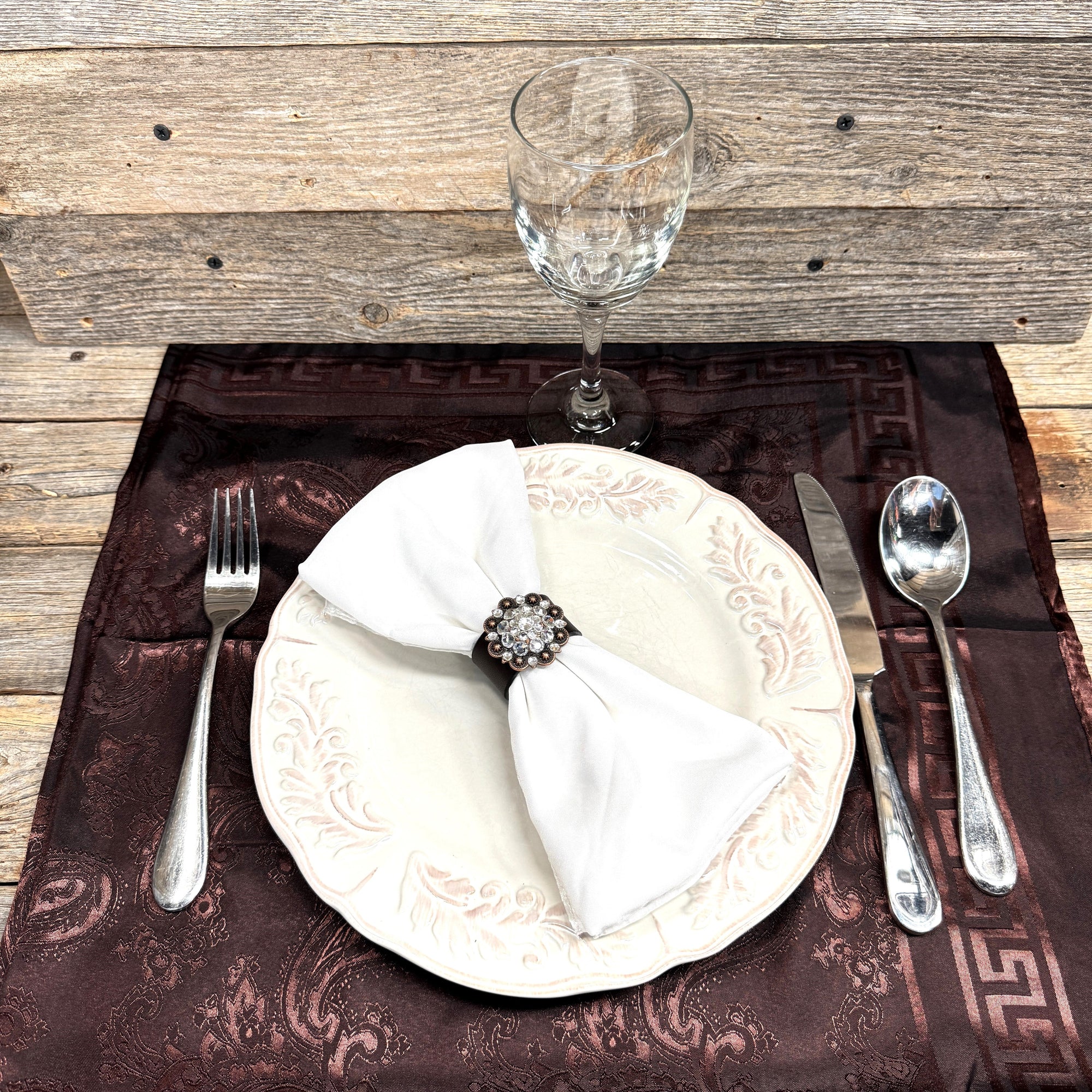Copper Clear Crystal Concho Napkin Ring 