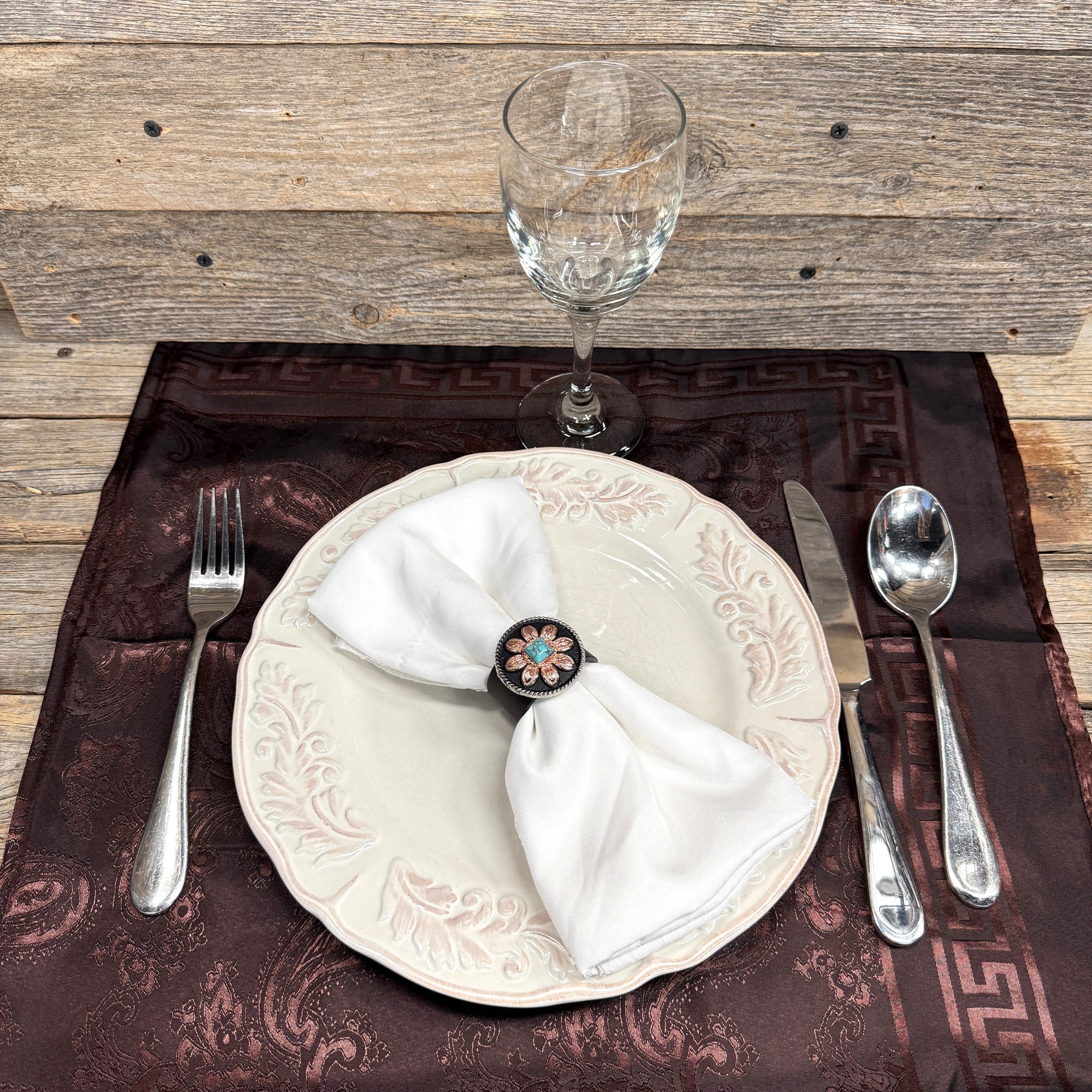 Copper Turquoise Sunflower Western Concho Napkin Ring 