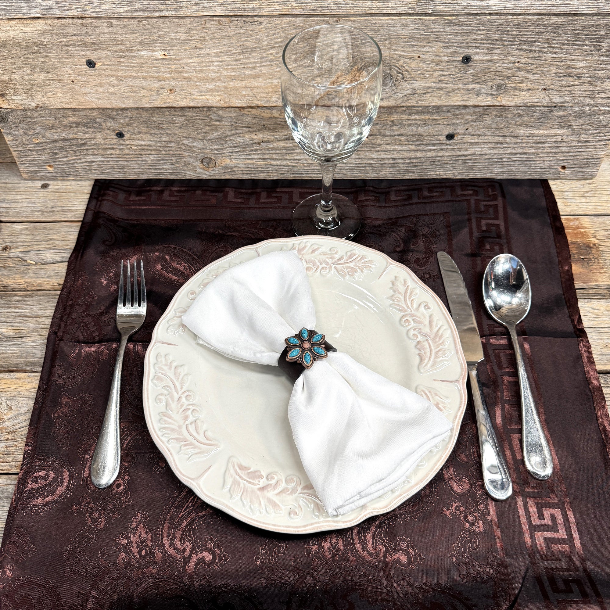 Copper Turquoise Flower Western Concho Napkin Ring 