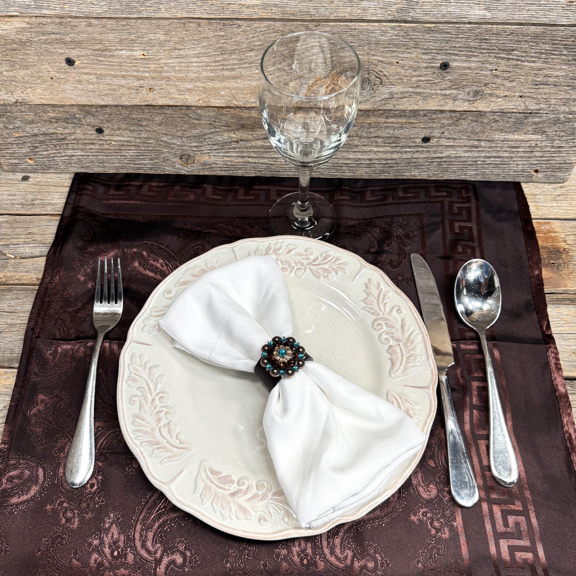 Copper Teal/Champagne/Topaz Crystal Concho Napkin Ring 