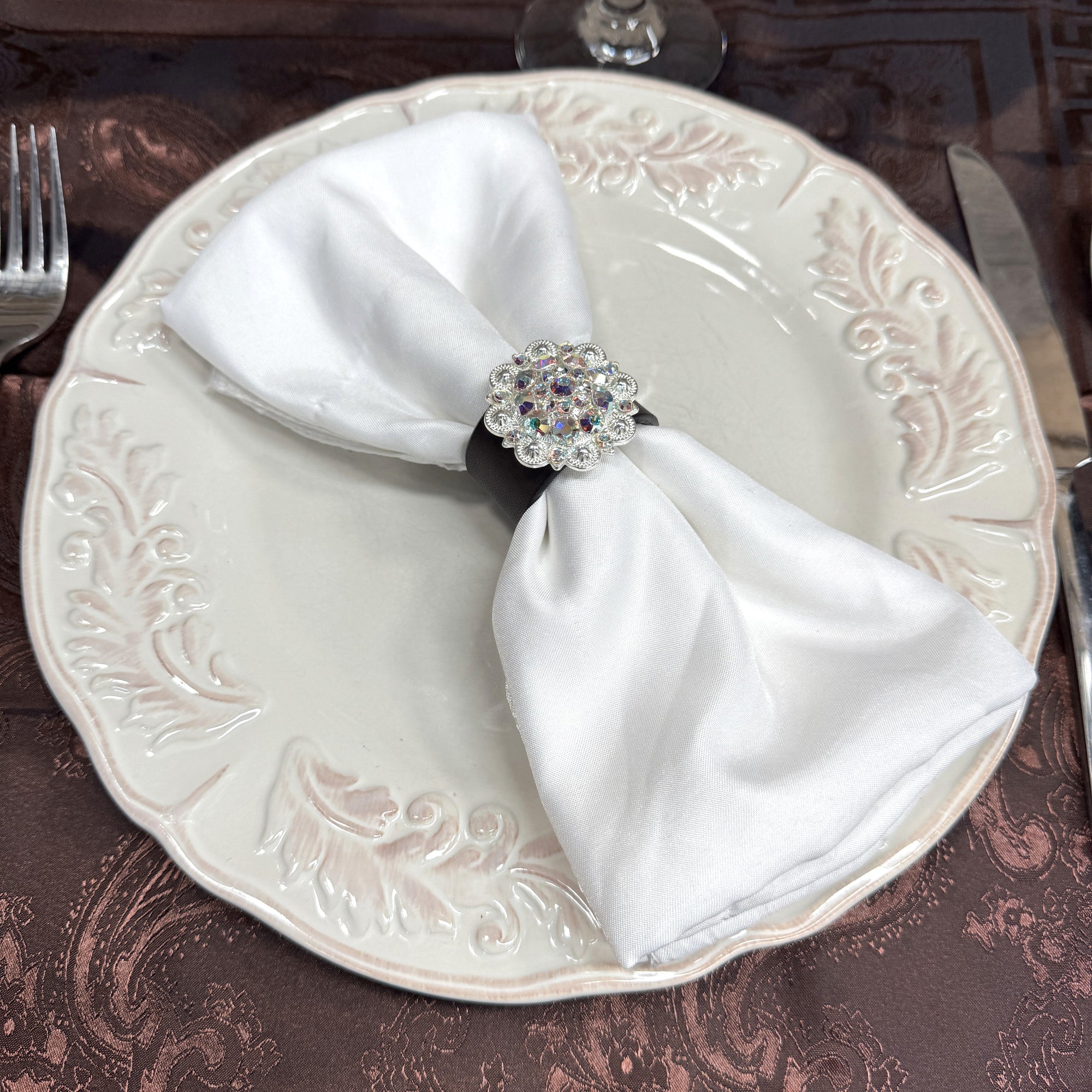 Bright Silver AB Crystal Concho Napkin Ring 