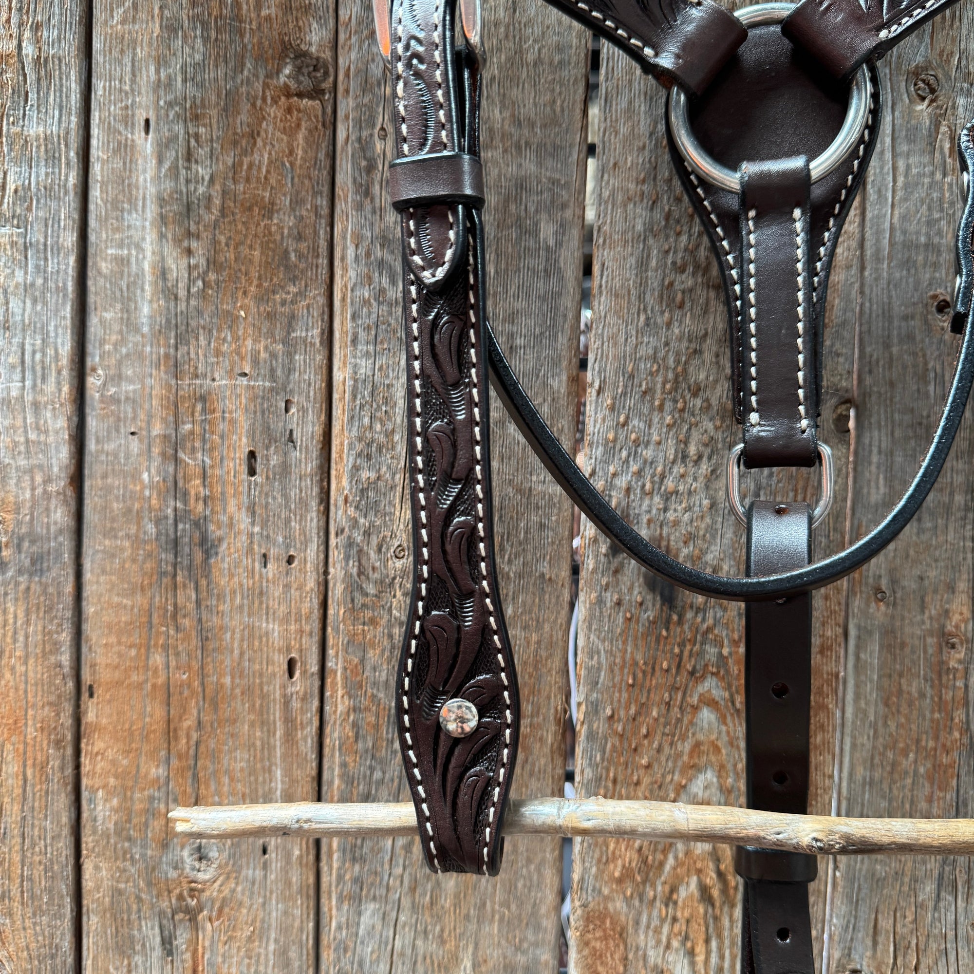 Floral Tooled Dark Oil Pony Tack Set 