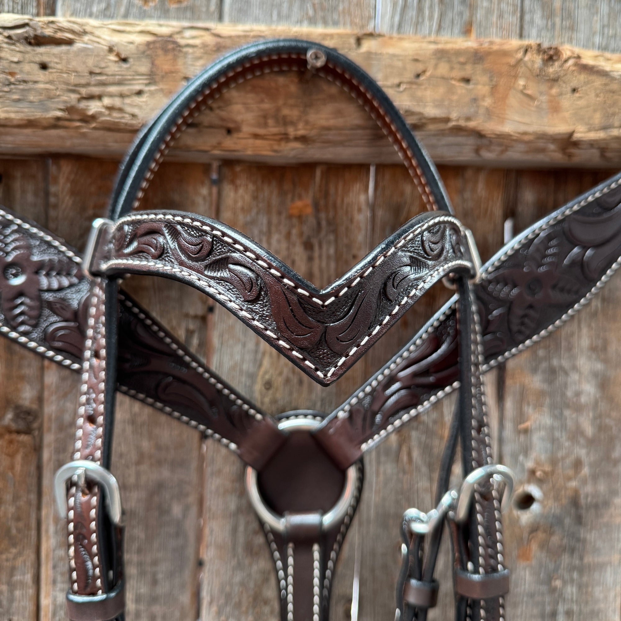 Floral Tooled Dark Oil Pony Tack Set 