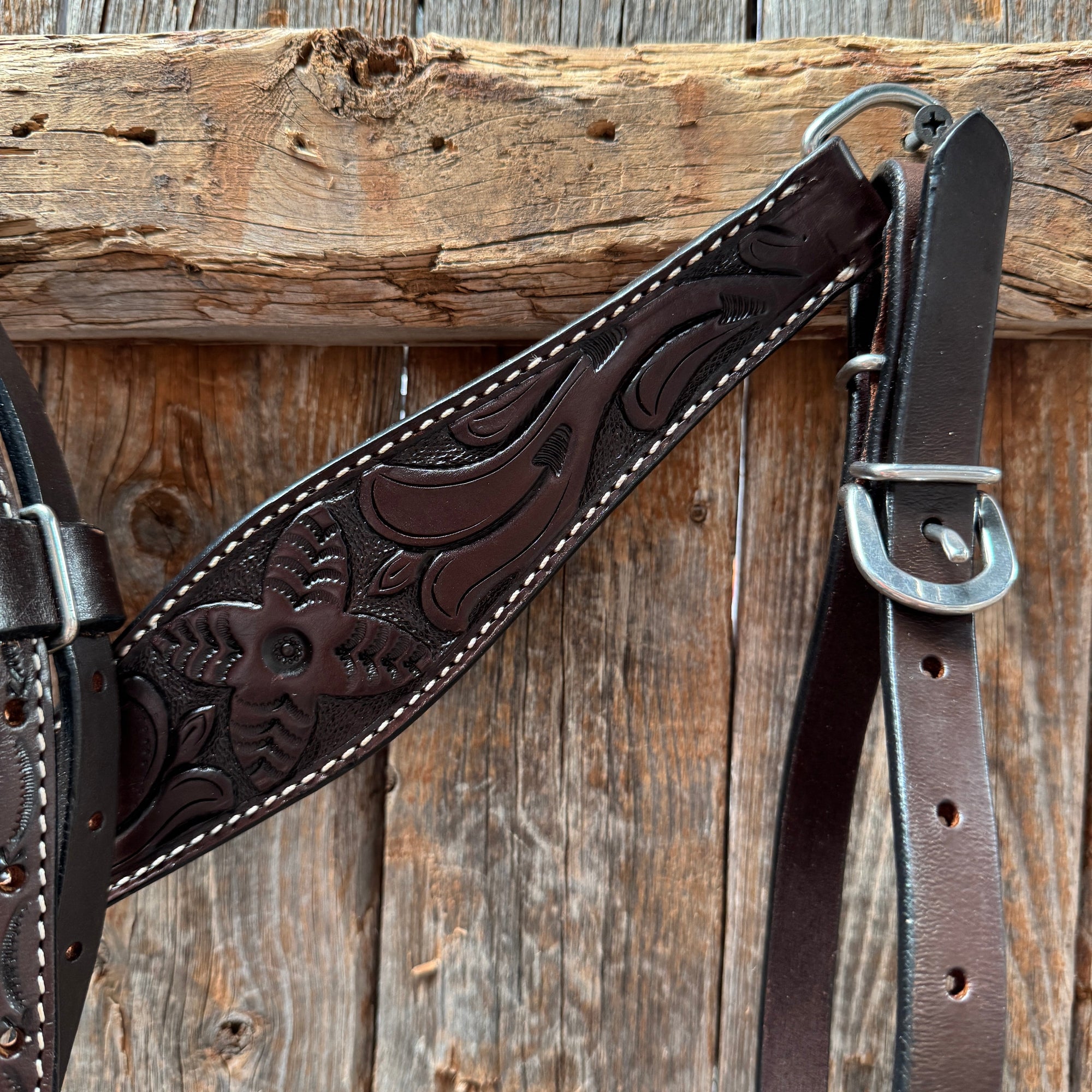 Floral Tooled Dark Oil Pony Tack Set 