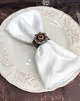 Antique Silver Topaz/Champagne Crystal Concho Napkin Ring 