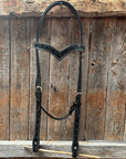 Floral V Browband Black Draft Headstall / Bridle