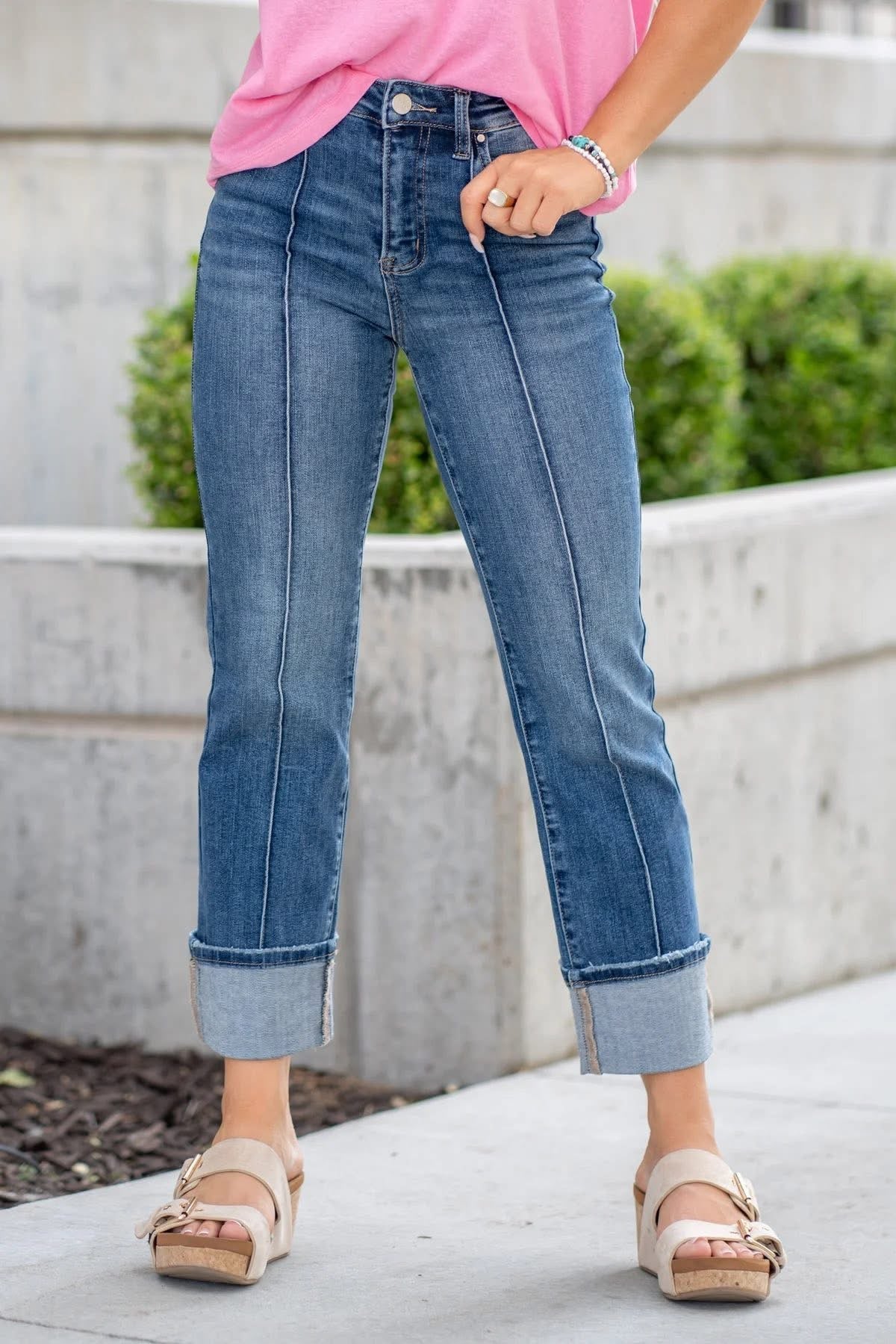 RISEN HIGH RISE STRAIGHT LEG JEANS
