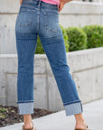 RISEN HIGH RISE STRAIGHT LEG JEANS