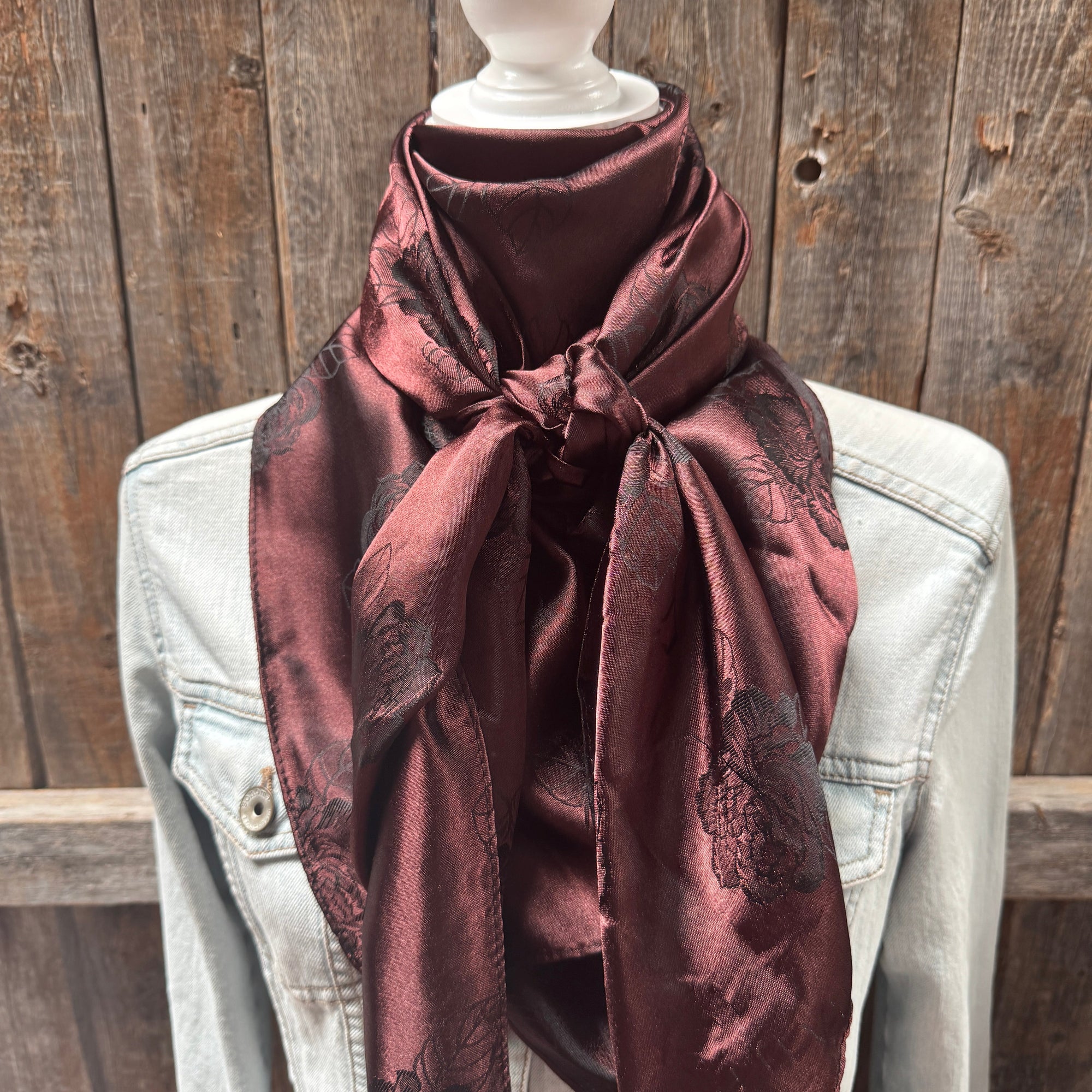 42X42"  Brown Jacquard XL Wild Rag / Scarf WR3522