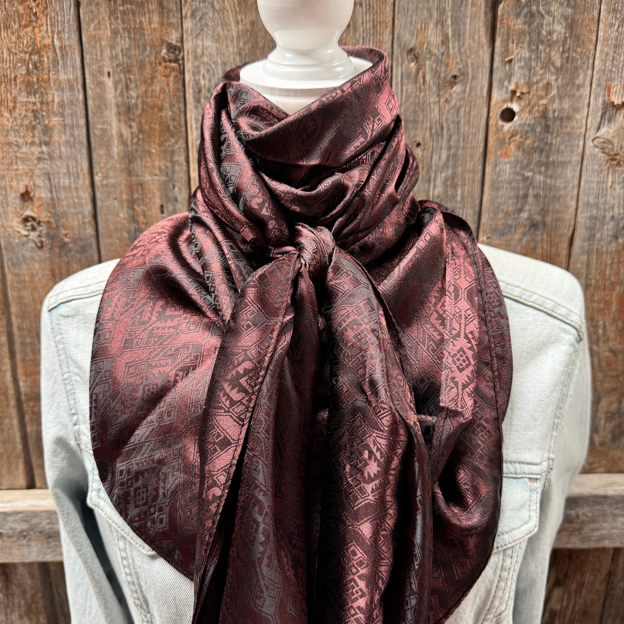42X42"  Brown Jacquard XL Wild Rag / Scarf WR3512