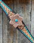 Multi Flower Bling & Turquoise One Ear - Breastcollar Tack Set 