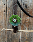 Dark Oil Floral Tooled Fern and Clear Browband & Breastcollar Tack Set 