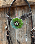 Dark Oil Floral Tooled Fern and Clear Browband & Breastcollar Tack Set 