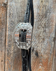 Black Floral Tooled Black and White Bling Browband & Breastcollar Tack Set 