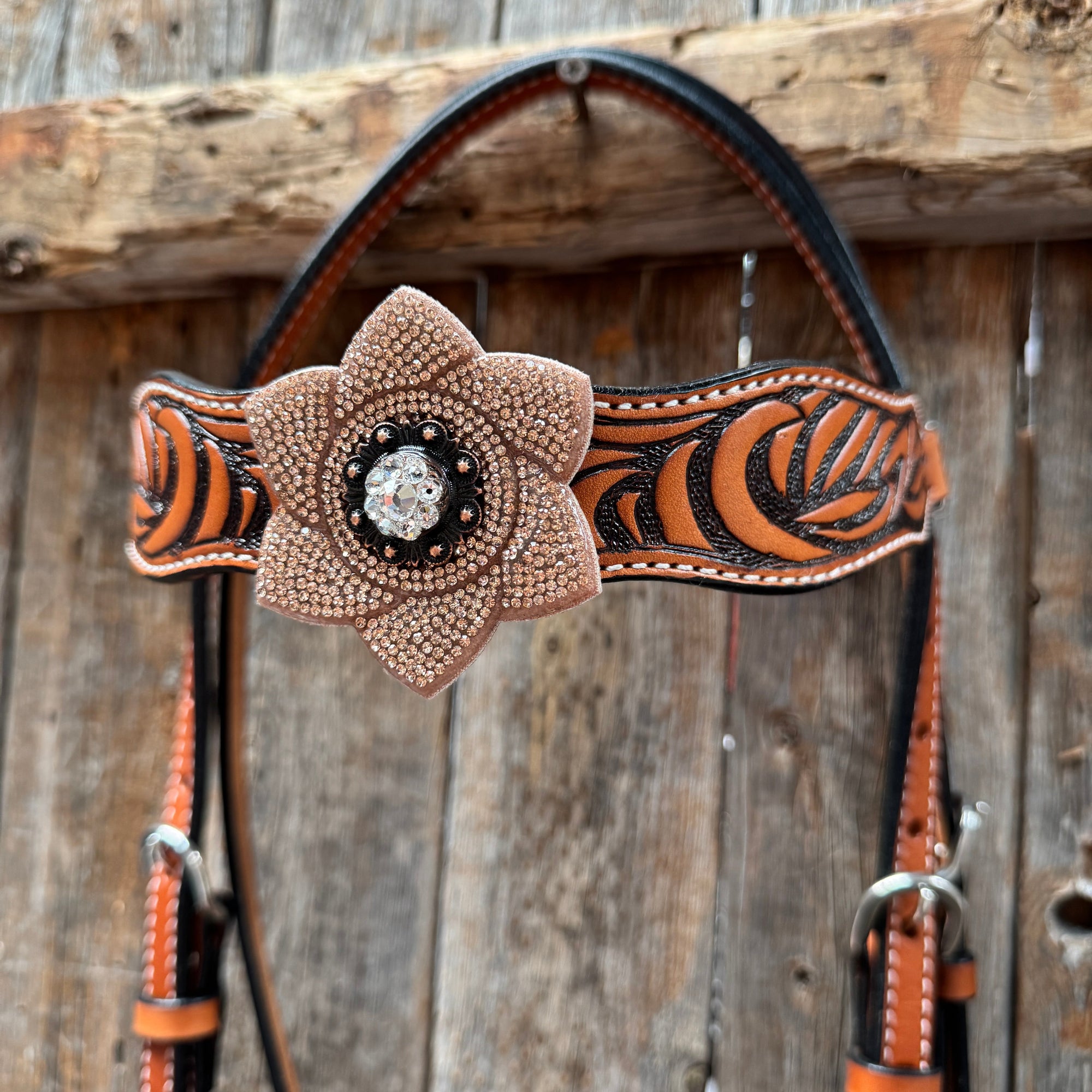 Zebra Rose Gold and Clear Browband / Breastcollar Tack Set 