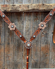 Zebra Rose Gold and Clear Browband / Breastcollar Tack Set 