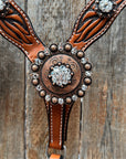 Zebra Rose Gold and Clear Browband / Breastcollar Tack Set 