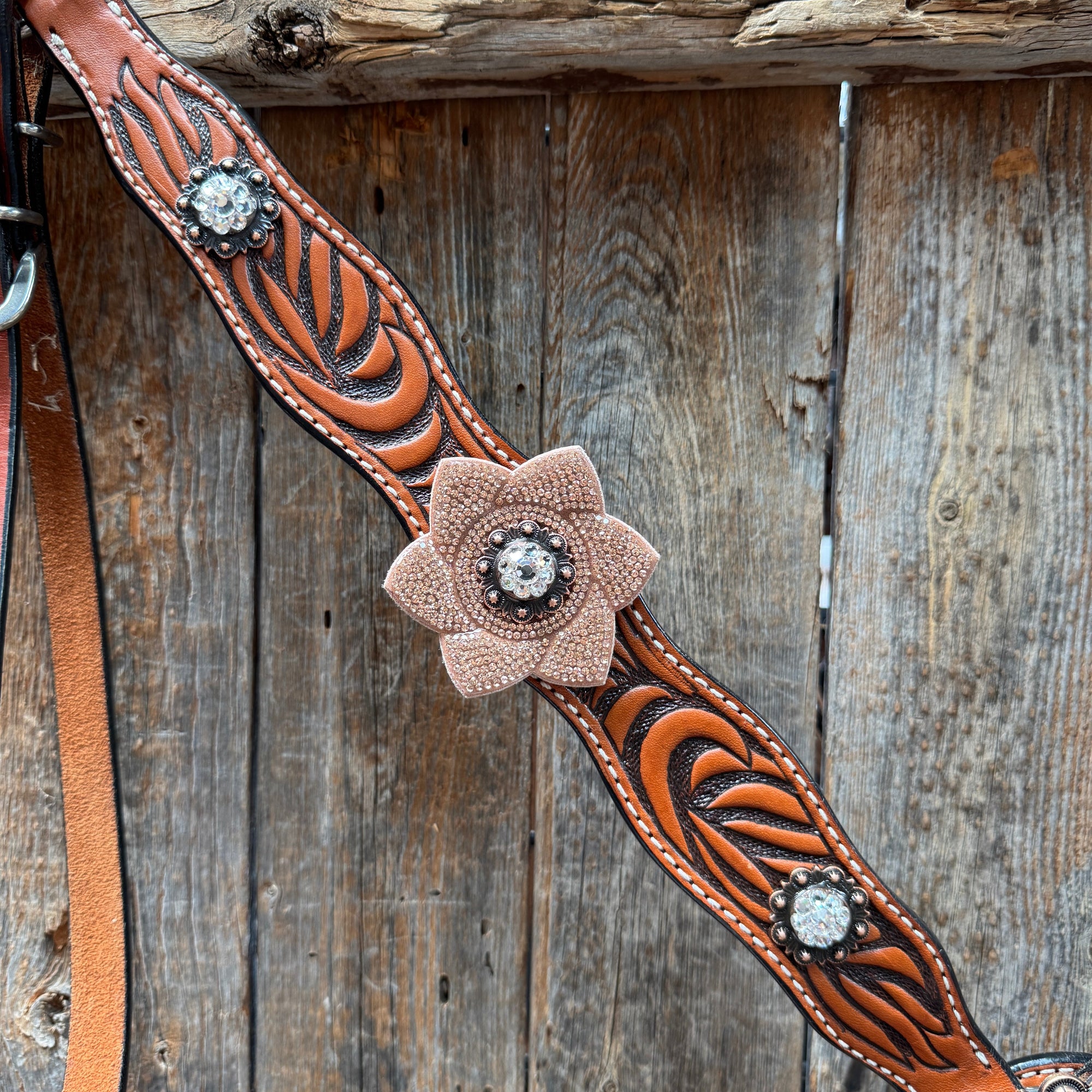 Zebra Rose Gold and Clear Browband / Breastcollar Tack Set 