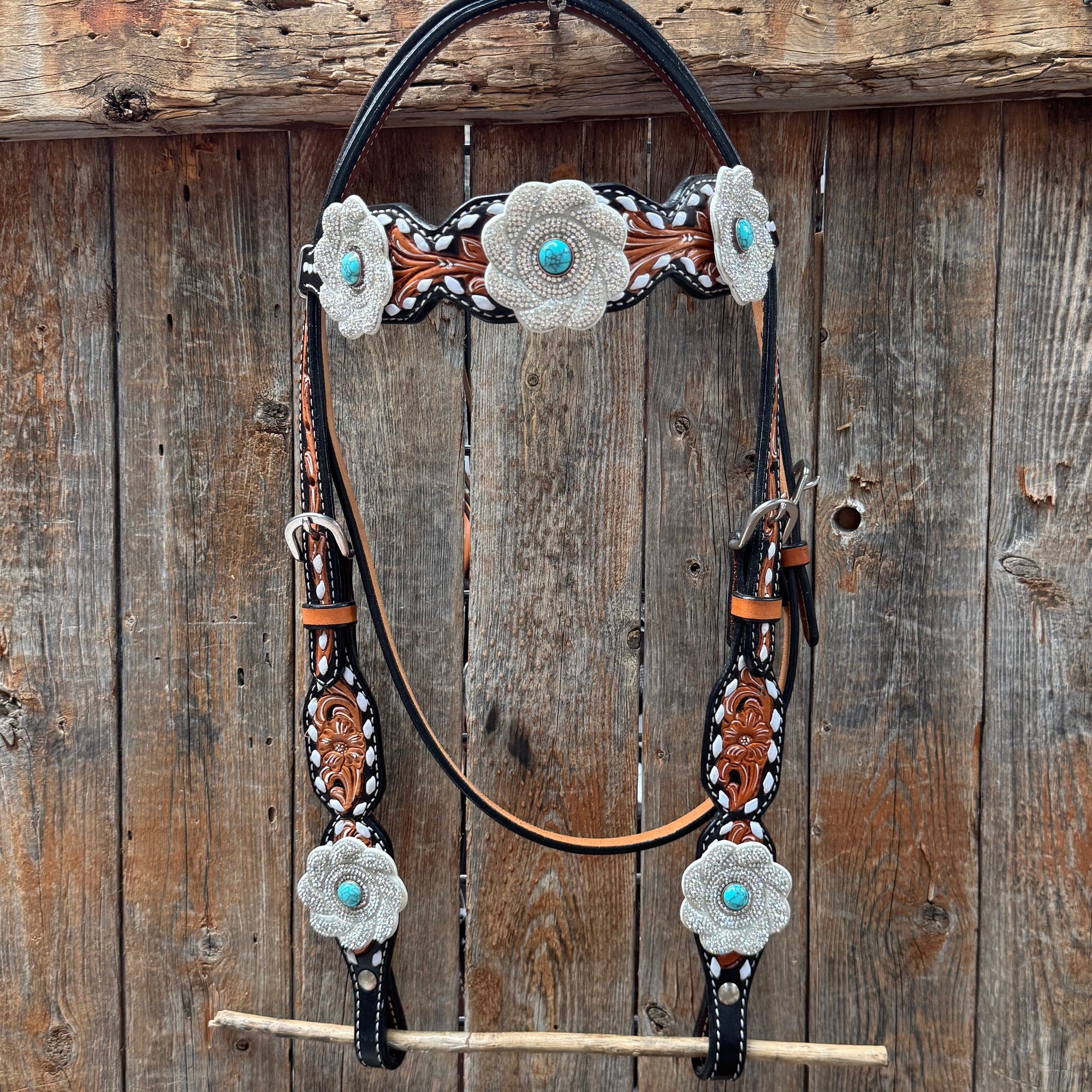 Classic Turquoise and Silver Browband Tack Set  