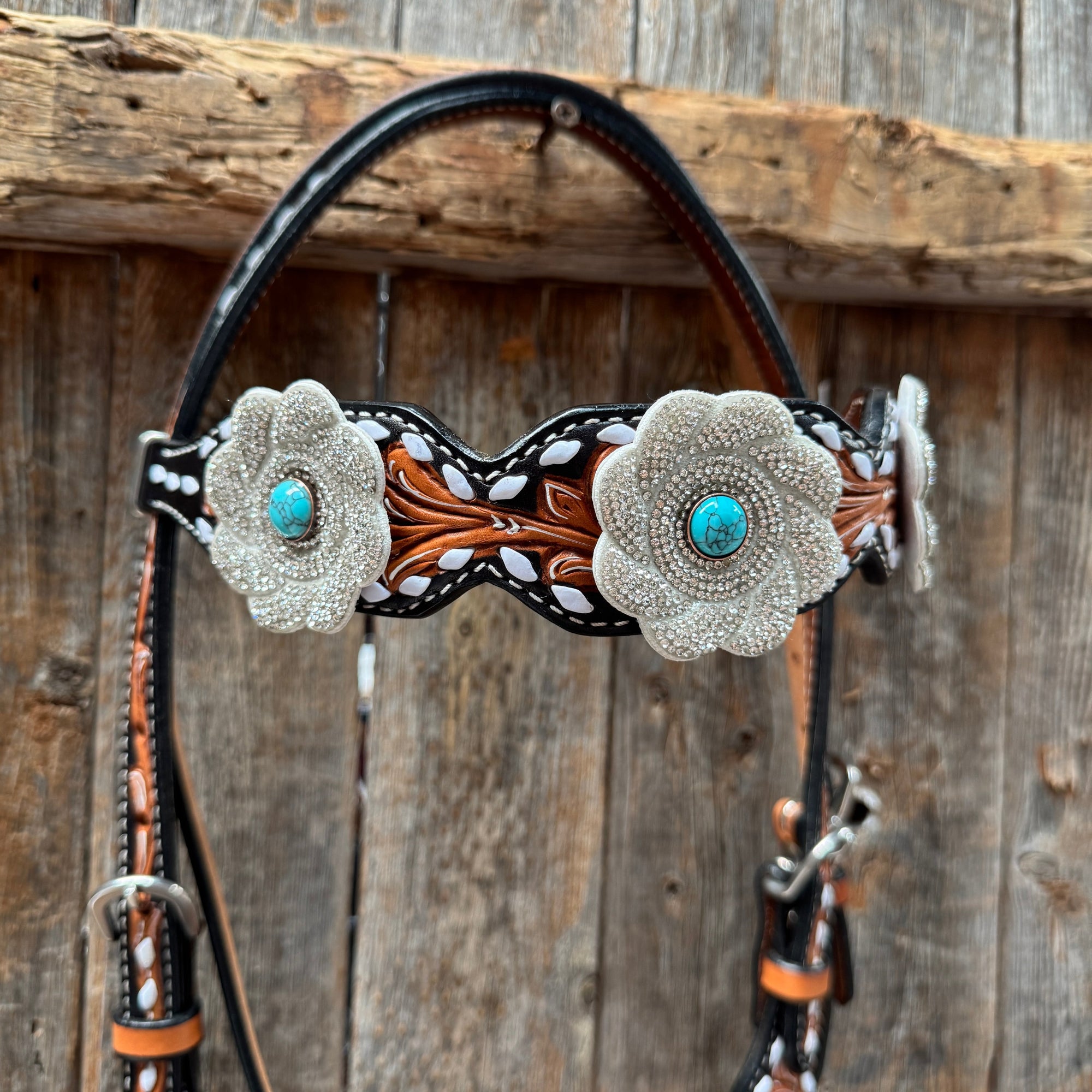 Classic Turquoise and Silver Browband Tack Set  