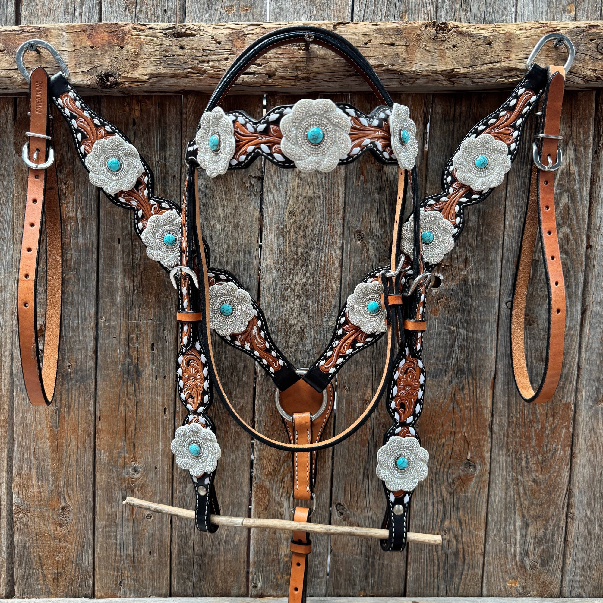 Classic Turquoise and Silver Browband Tack Set  