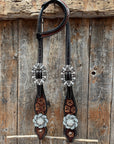 Flower Power Black and Clear One Ear Headstall & Breastcollar Tack Set 