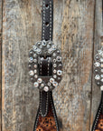 Flower Power Black and Clear One Ear Headstall & Breastcollar Tack Set 